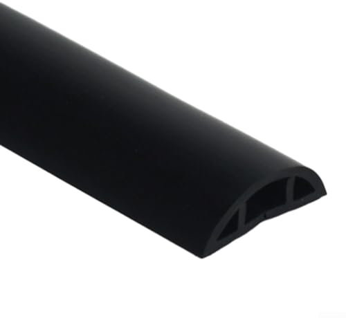 Floor Cable Protector, Heavy Duty Cable Cover Rubber Trunking, 1 Meter Length (D30-black)