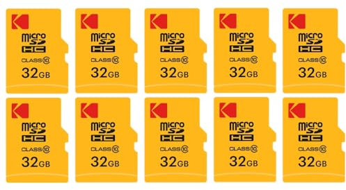KODAK Pack de 10 Cartes Mémoire Micro SDHC 32 Go avec Adaptateur - Solution de Stockage Haute Vitesse