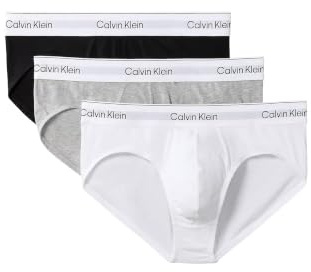 Calvin Klein Hip Brief 3Pk 4M5 - Black Bodies W Poseidon Blue Large