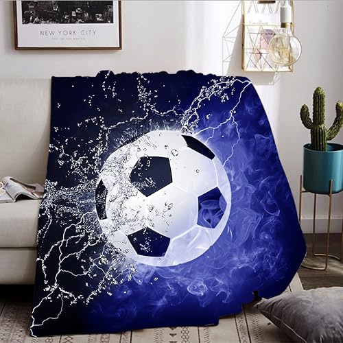 VTRXEG Kuscheldecke Fußball 130x150,Weich und kuschelig Flanell Decke Fußball,für Jungen und Teenager kuscheldecke flauschig fußball (C, 130x150cm)