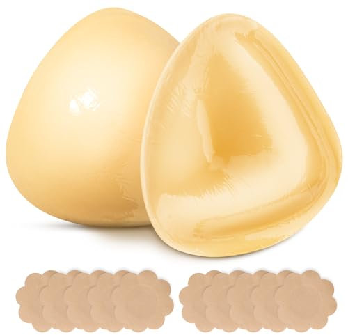 Push Up Sticky Bra Inserts - Double Sided Sticky Bras Boobspush Up Pads, Silicone Women's Adhesive Bras, Reusable Stick on Bra Pads Inserts for Swimsuit Sport Bra, B Beige