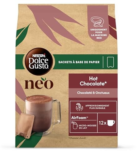 NEO Hot Chocolate par NESCAFÉ® Dolce Gusto® - 60 Sachets de chocolat (5 boîtes de 12 sachets) - Compatibles uniquement avec les machines à café NESCAFÉ Dolce Gusto NEO