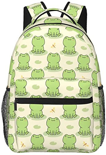 GOODBZIG Rucksack Frosch, niedlich, Kawaii-Frosch mit strapazierfähigen Schultergurten, Schule, Büchertasche, Laptop, Tagesrucksack, Rucksäcke für Jungen, Mädchen, Teenager, Erwachsene, frosch, One