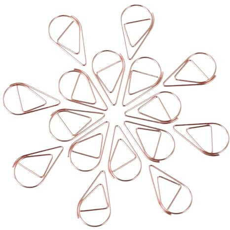 200 Stück Büroklammern, Büroklammern Wasser Tropfen Form, Paper Clips Set, Briefklammern, Papierklammern Klein Metall, Schule Büro Papier Briefklammern Basteln Diy Handwerk (Roségold)