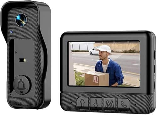 PUSABIYOU Video Doorbell Night Vision High Definition Two-way audio, HD video,IP68 Rainproof, 4.3inch Monitor Large Capacity Battery,Video Doorbell with Monitor Wireless