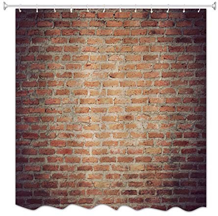 A.Monamour Grunge Getragen Rot Ziegel Beton Wand Abstraktes Bild Drucken Antibakterielle Polyester Stoff Duschvorhang Für Bad Dekoration Zubehör 180X200 cm / 72 X78