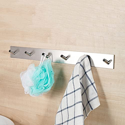 ETiME Ganci Adesivi, Ganci Appendiabiti in Acciaio Inox, Porta Asciugamani, Attaccapanni da Muro per Bagno e Cucina (6 Ganci)