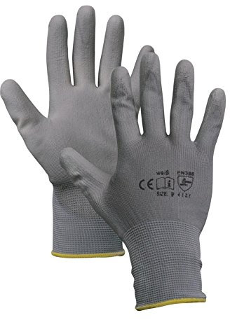 Montagehandschuhe - 12 Paar - Arbeitshandschuhe - Farbe: grau - 7 (S)