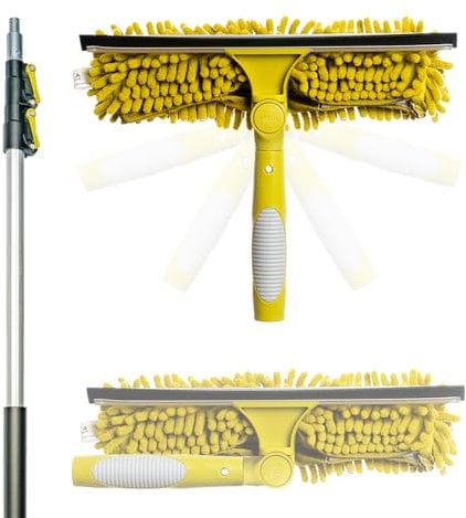 DOCAZOO Squeegees - Single Squeegee/Window Washing Kit/Telescopic Window Cleaner/Window Cleaning Pole (Single Pivot and 3.5m extension pole)