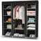 INTIRILIFE Faltschrank 150x175x45 cm in Raben SCHWARZ - mit Reißverschluss Stoffschrank Kleiderschrank mit Kleiderstange, Fächern und Seitentasche - Camping Steckschrank Textil Garderobe