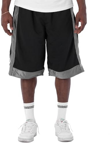Pro Club Herren Basketball-Shorts aus schwerem Netzstoff, Schwarz/Grau, XL