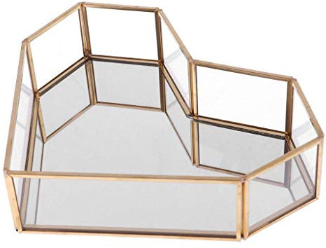 Backbayia C?ur Terrarium Boîte à Bijoux en Verre Jardin Maison Chambre Décor Pot de Fleur pour Plante Succulente