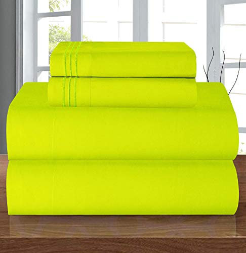 Elegant Comfort Bettwäsche-Set, luxuriös, weich, Fadenzahl 1500, ägyptische Qualität, Knitter- und lichtbeständig, 3 Stück Modern Twin/Twin XL Lime