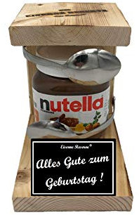 Nutella - Geschenk Geburtstag - Eiserne Reserve Löffel Nutella Glas (1 x 450 g) Text: Alles Gute zum Geburtstag