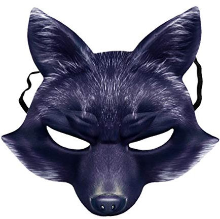 Amosfun Halloween Fox Maske Cosplay Kostüm Halbes Gesicht Tier Kopfbedeckungen Mützen Fox Halbes Gesicht Maske Kostüm Tier Maske Cosplay Kostüm für Halloween Karneval Maskerade