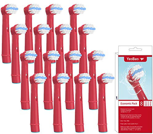 YanBan 16 Stück Kinder-Zahnbürstenköpfe für Oral B Kinder Ersatz Bürstenköpfe für Braun Elektrische wiederaufladbare Zahnbürste kompatibel Sensitive Clean, Professional Care, Advanced Power, Floss