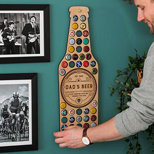 Beer Cap Collector - Gift for Him - Personalised Beer Bottle Wall Art For The Home - Gift for Dad - Birthday Gift for Him - Beer Gifts for Men - Thoughtful Gift for Dad Handmade
