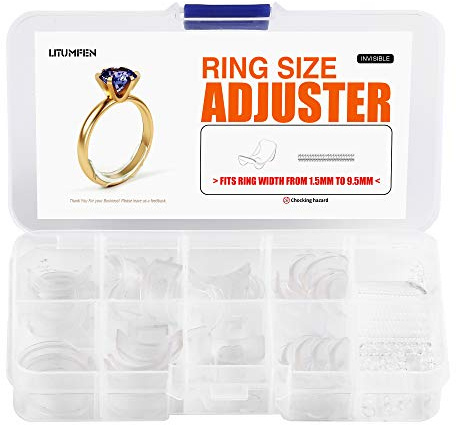 ELETIUO Ringgrößenversteller für lose Ringe – 60 Stück, 2 Stile, Ringschutz, Ringgrößenmesser, 10 Größen, passend für Damen und Herren, Silikon