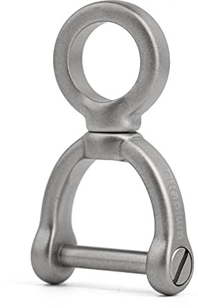 TISUR Drehgelenk-D-Ringe aus Titan mit Schraubbügel, Hufeisen, U-Form, Schlüsselanhänger, DIY, mit gedrehtem Glied, Lederhandwerk, Geldbörse, 1 Stück, silber, Small