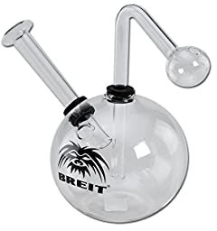 Breit Kugelbong Oil-Rig 15 cm Klar/Schwarz Logo Bong aus Borosilikatglas mit Steckshillum & Kickloch Öl Dabber für Waxe und Öle Ø 87/14mm, Glas, Transparent