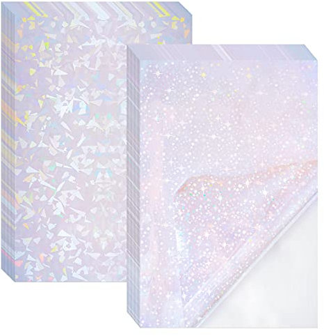 10 Blatt 2 Arten Transparent Holografische Overlay Laminierung Vinyl A4 Größe Selbstklebend Laminat Wasserdicht Vinyl Aufkleber Papier 8.25 x 11.7 Zoll (Broken Glass and Stars Patterns)