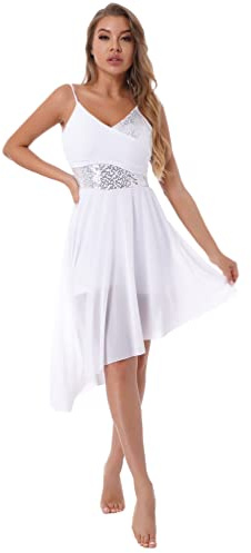 TiaoBug Vestido Lentejuelas De Danza Clásica para Mujer Maillot Sin Manga con Falda Tul Vestido De Baile Lírico Y Contemporánea Disfraz De Bailarina