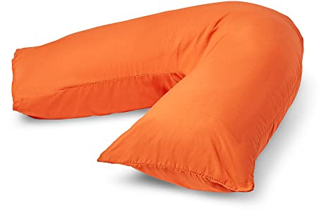 CnA Stores Orthopaedic V-Shaped Pillow Extra Cushioning Support For Head, Neck & Back (Orange Rust, V-pillow With Cover)