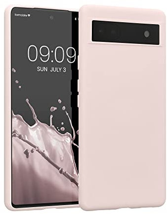 kwmobile Hülle kompatibel mit Google Pixel 6a Hülle - gummierte TPU Silikon Handyhülle - Schutzhülle für kabelloses Laden - Case in Coconut Swirl
