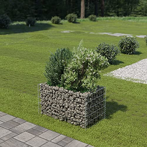 Suiwen Lit surélevé à Gabion Jardinière à Gabion Plantes Pot de Fleurs Lit Surélevé à Gabion Gabion Jardiniere Lit surélevé à Gabion Acier galvanisé 90x50x50 cm
