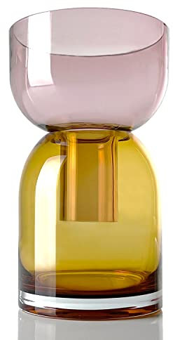Cloudnola Grand Vase réversible en Verre pour Fleurs et bourgeons, Jaune et Rose, 24,1 cm de Hauteur x 14,2 cm de diamètre, décoration d'intérieur, de Mariage et d'événement