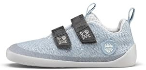 Affenzahn Barfußschuh Knit Happy mit Klettverschluss, Vegan, rutschfest, Flexibel, Reflektierend, besonders leicht in Größe 21-32 Robbe - Hellblau