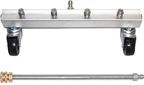 YUET Pressure Washer Undercarriage Cleaner Water Broom, Under Car Wash, with Extension 45 Degree Angled Wand, Pressure Washer Accessories Water Spray Cleaning Floor Tool, 4000PSI Wands (1 Extension)