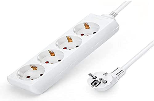 Weiße Steckdosenleiste ohne Schalter mit 3G-Kabel 1,0 mm² 1,5 m, deutsche Steckdosenleiste weiß (4 Steckdosen, 1,0 mm² 1,5 m)