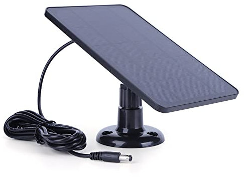 popyes Chargeur Solaire pour Camera 10W 5V Panneau Solaire Chargeur Batterie Étanche IPX6 avec Support Réglable, Câble 3M avec Port DC5521/USB-C pour Lumière et Caméras de Surveillance Extérieure