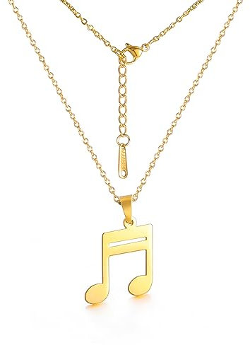 EUEAVAN Collier de notes de musique pour femme Clef de sol Pendentif notes de basse Bande son Cadeau pour amoureux de la musique Bijoux Clef de sol Minimaliste (Or)
