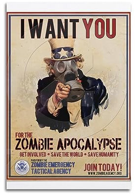 Zombie ApocalypseKreatives Poster auf Leinwand, Wanddekoration, Kunstdruck, Dekoration, Büro, Zuhause, Schlafzimmer, Poster, Geschenk, 30 x 45 cm, ungerahmt