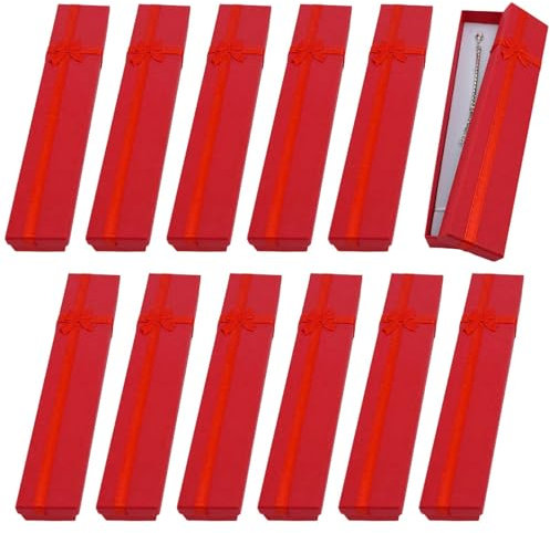 12 Paquetes Cajas para Regalos de Joyería,Cajas Kraft,Cajitas de Embalaje de Cartón de Presentación Joyería,Cajas Papel para Envolver Regalos con Lazo,para Aniversarios Bodas Fiesta Cumpleaños,4x20cm
