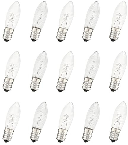 MeetUs 15x E10 Ersatz Glühbirnen Glühlampen Ersatzlampen Warmweiß 3W Ersatzbirnen für Schwibbogen Lichterbogen Leuchter Lichterkette Spitzkerze Topkerze 2700K (16V)