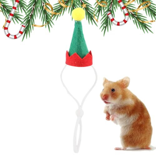 Bexdug Weihnachts-Meerschweinchen-Kostüm,Verstellbare Rot Grün Mütze - Meerschweinchen-Weihnachtsmann-Mütze, kleine Haustiere, Weihnachtskleidung, Zubehör für Hamster, Chinchilla, Igel