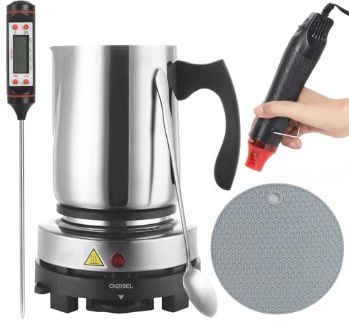 handysienda Candle Making Kit with Hot Plate for Adults, Soy Candle Make Set with Wax Melter for Beginners, Heat Gun, 900ml Pouring Pot Pitcher, Thermometer, Candle Making Supplies Accessories