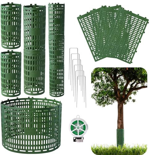 Omirome Baumschutz, Stammschutz, etwas größere Größe, erweiterbar, sicheres Schnapp-Design, schützt Setzlinge und Obstbäume vor Eichhörnchen, Hirschen, Trimmern, Rasenmähern und Nagetieren, 10 Stück