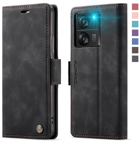 XYGLOW Handyhülle für Xiaomi 13T Hülle Klappbar Xiaomi 13T Pro Premium PU Lederhülle Klapphülle【RFID Schutz】Kartenfach Standfunktion Schutzhülle für Xiaomi 13T/13T Pro Flip Case Wallet Tasche,Schwarz