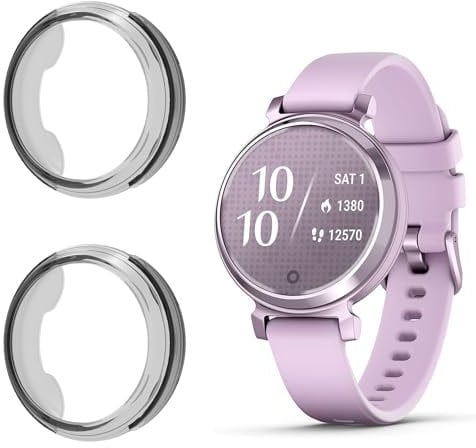 Compatible with Garmin Lily 2 Screen Protector with Case, Lamshaw 2 TPU Film Full Coverage Screen Protector+ 1 Soft TPU Protective Case Compatible with Garmin Lily 2 Smartwatch (Black+Black Case)