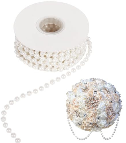 Nastro con perline da 10 metri, filo di perle da 8 mm, regali di nozze di perle fai-da-te, adatto per realizzare filo di perle da sposa, accessori per capelli di perle e altro ancora.