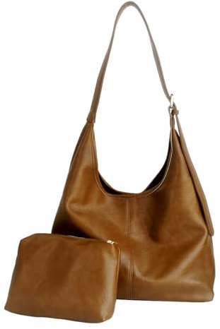 NAOYQ Hobo Damen Taschen Set 2pcs,The Tote Bag,handtasche damen groß,Tragetasche,schultertasche damen mit geldbörse vintage Braun