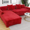 ESOUY Einfarbiger Sofabezug aus Plüsch, Stretch-Sofabezug, L-förmiger Sofabezug, Schnittsofabezug für 4-Sitzer-Ledersofa, Rot