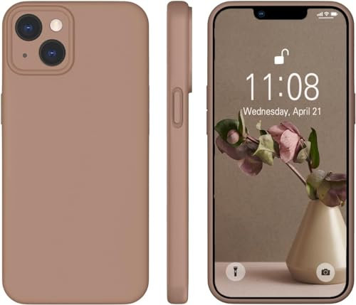 ORDA Silicone Camera Protection Case for iPhone 14 Plus, 6.7-inch Ultra Slim, Soft Gel, Anti-Scratch, Brown
