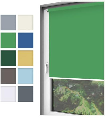 Home-Vision® Rollo Klemmfix, ohne Bohren, Fensterrollo mit Seitenzug, einfache Montage ohne Werkzeug, Moderne Fensterdeko(Nebbia Grün, B45cm x H130cm)