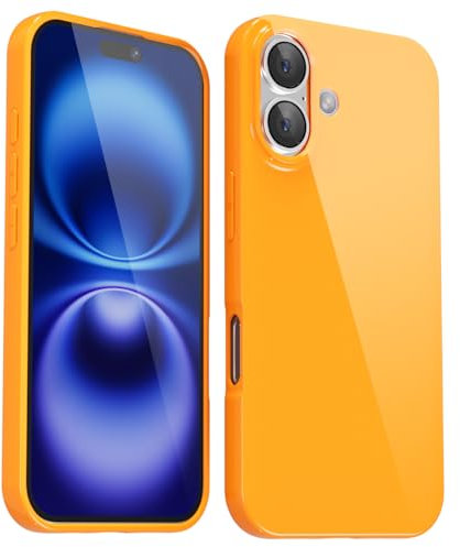 Svanove für iPhone 16 Hülle Silikon Case, Bunt Weich TPU Ultra Dünn Handyhülle Einfarbig Handy Hülle Mädchen Frauen, Glatt Plastik Schutzhülle Slim Silikonhülle Gummi Bumper, Neon Orange