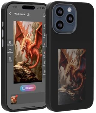 YATUO DIY Picture for iPhone Case Smart E Ink Digital Photo Phone Case Custom Portrait Phone Case App Intelligent Screen Casting Ink Display (Black, for iphone15 PRO)